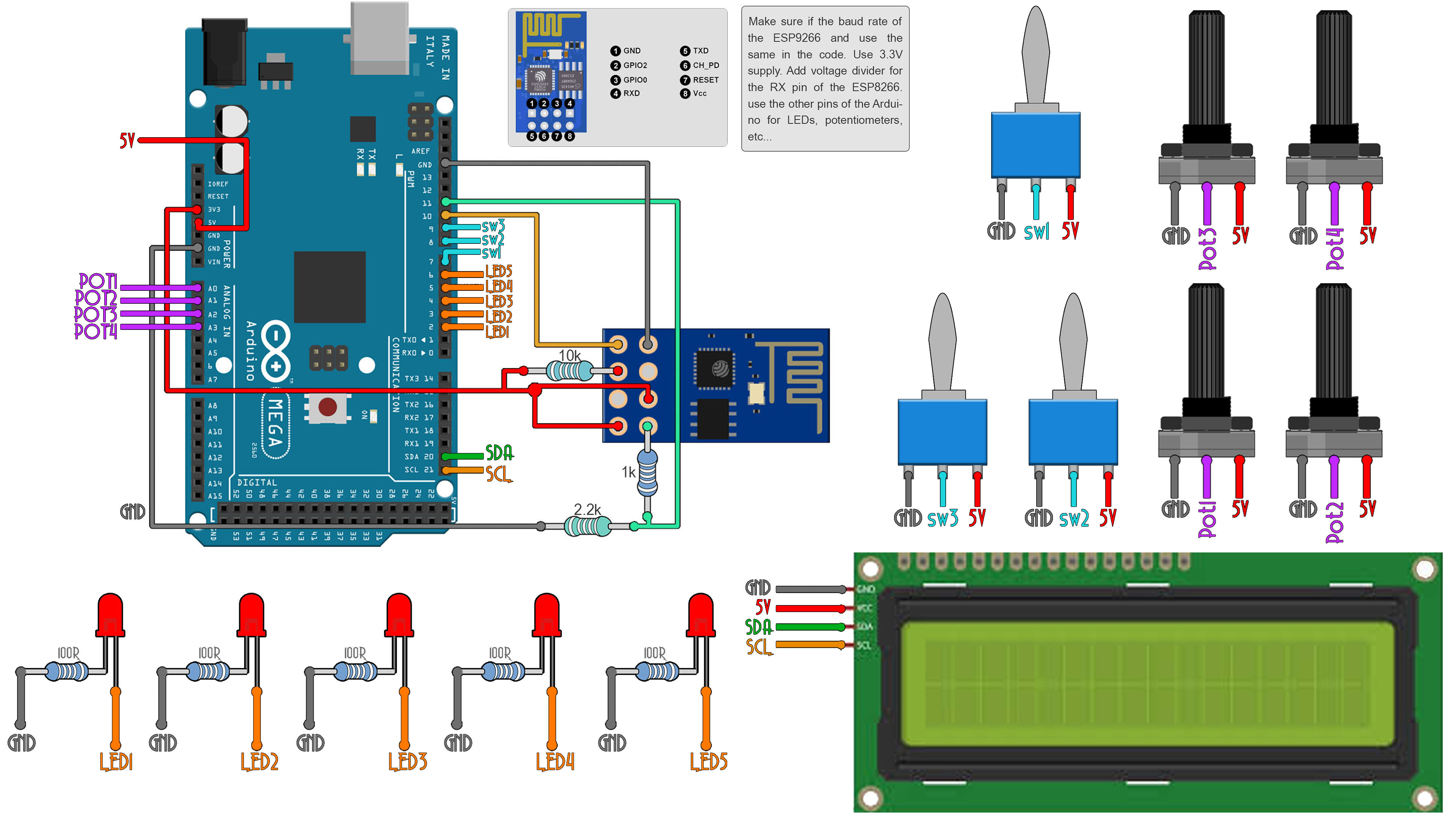 Arduino sESP8266 IoT scheamtic tutorial