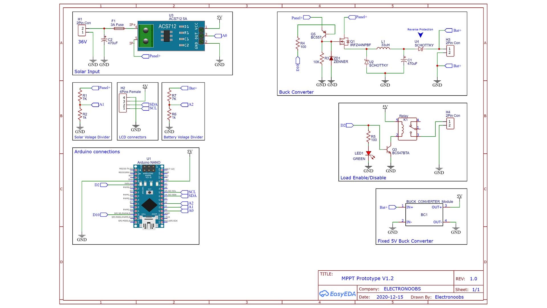 Arduino MPPT circuit schematic