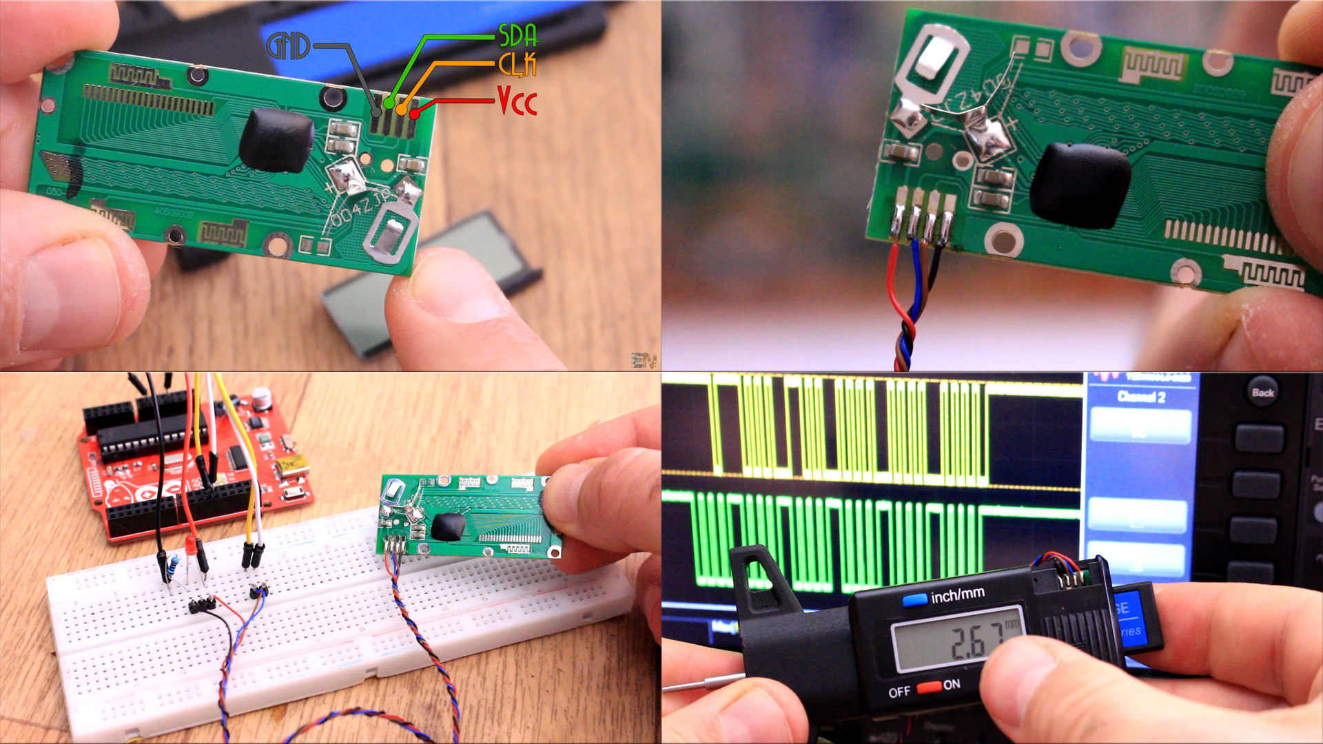 Arduino i2c caliper tutorial pins