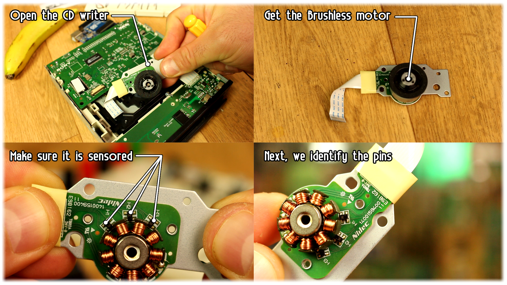 CD writer brushless motor pins