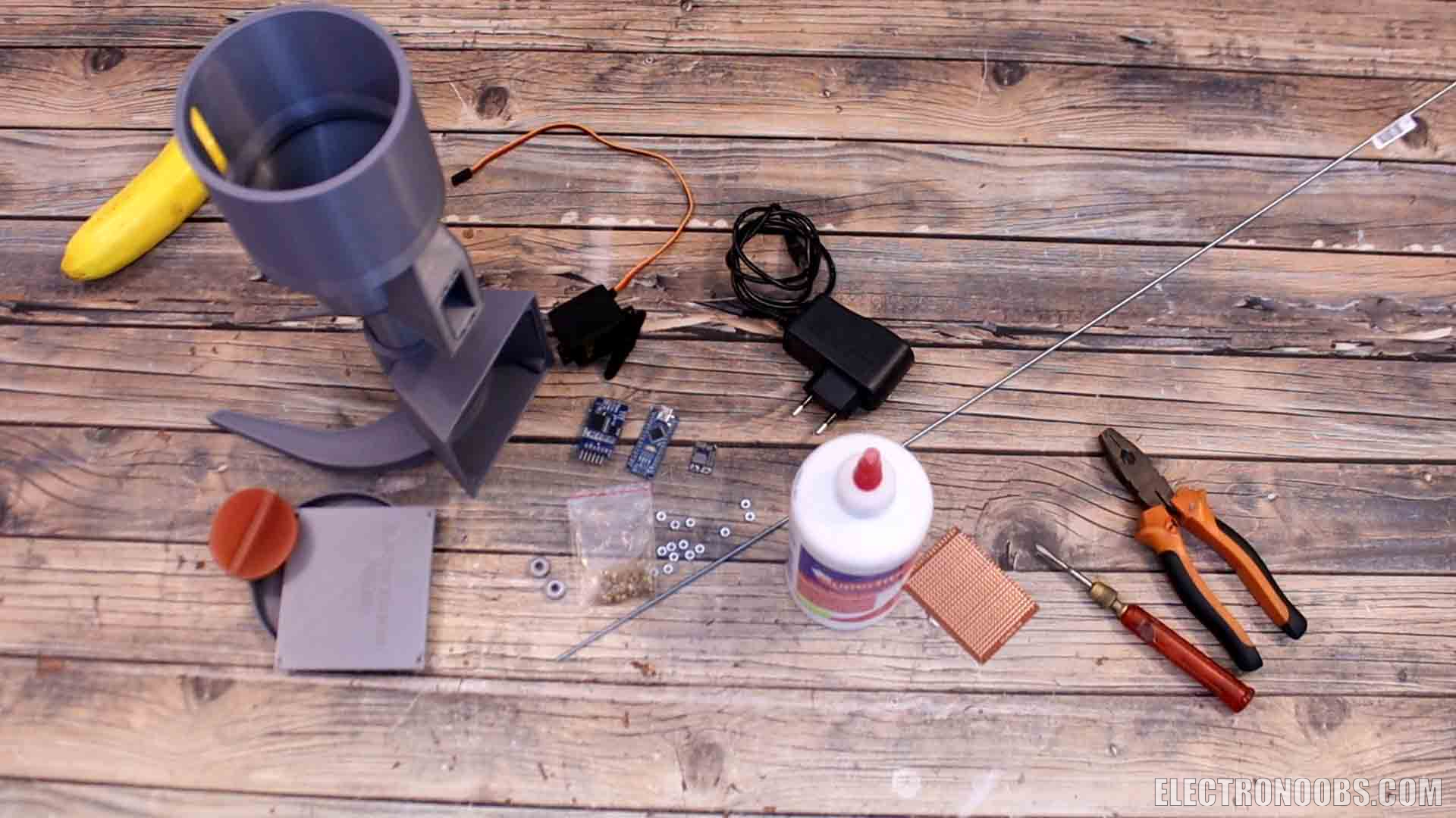 Homemade cat feeder part list