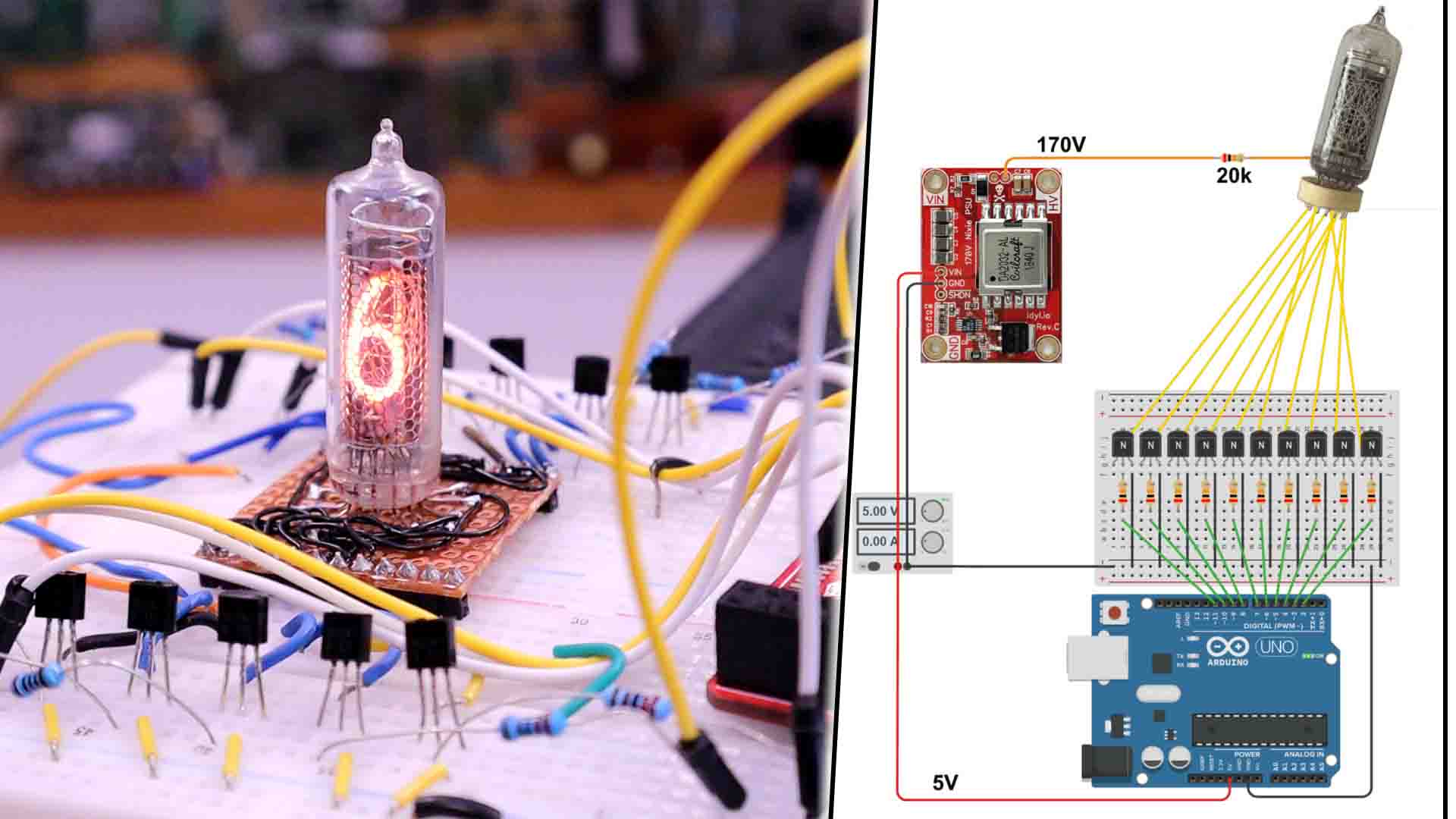 Arduino BJT nixie tube high voltage