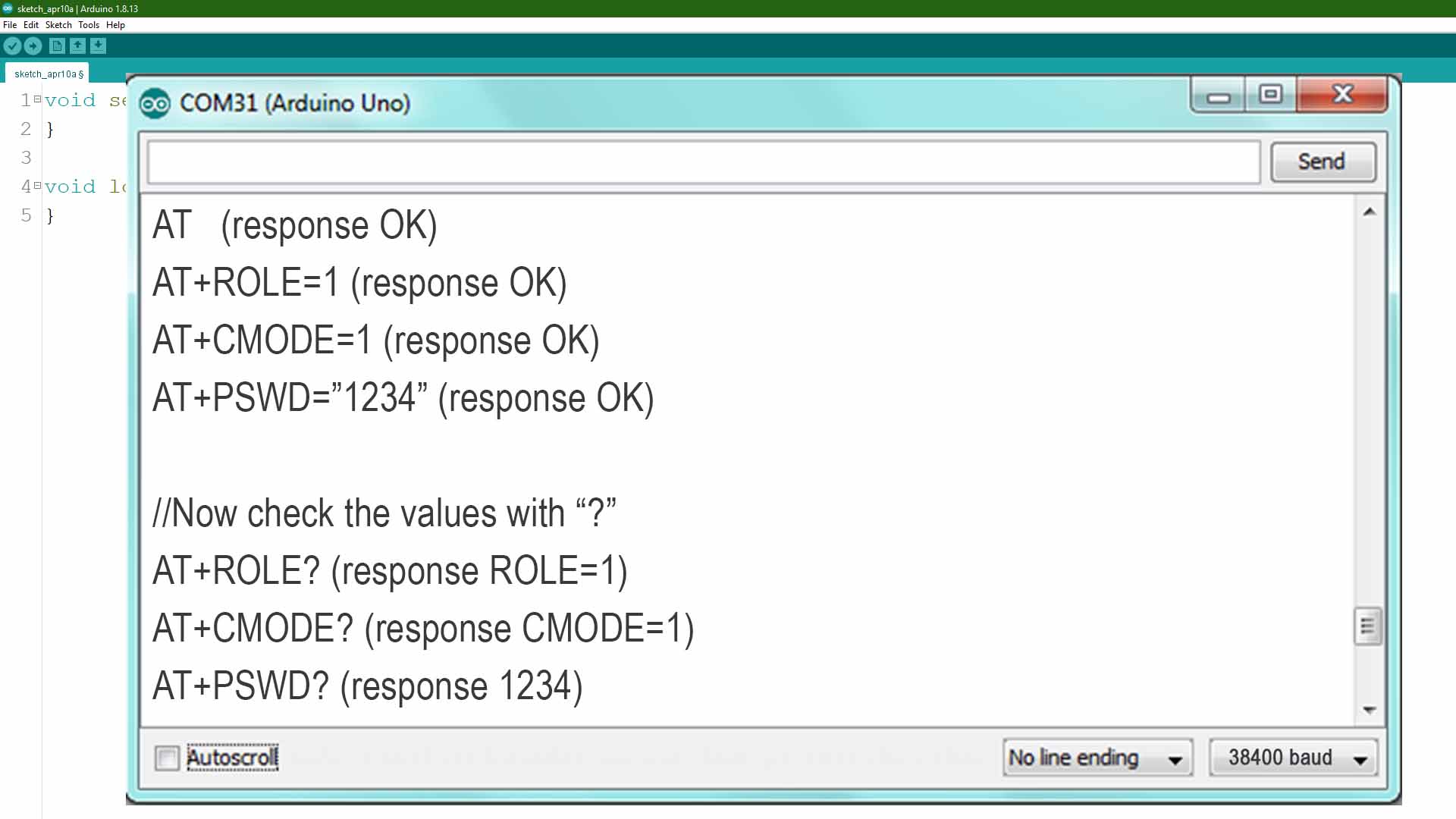 arduino hc06 hc05 master mode communication