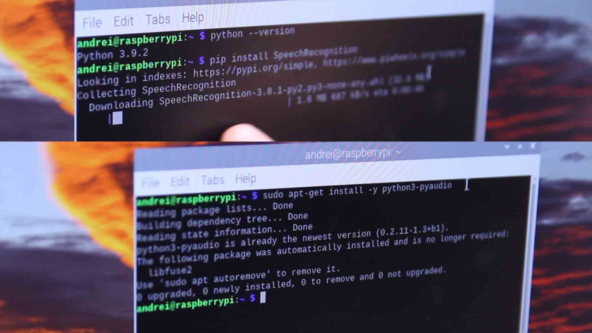 pyaudio raspberry pi install speech recognition