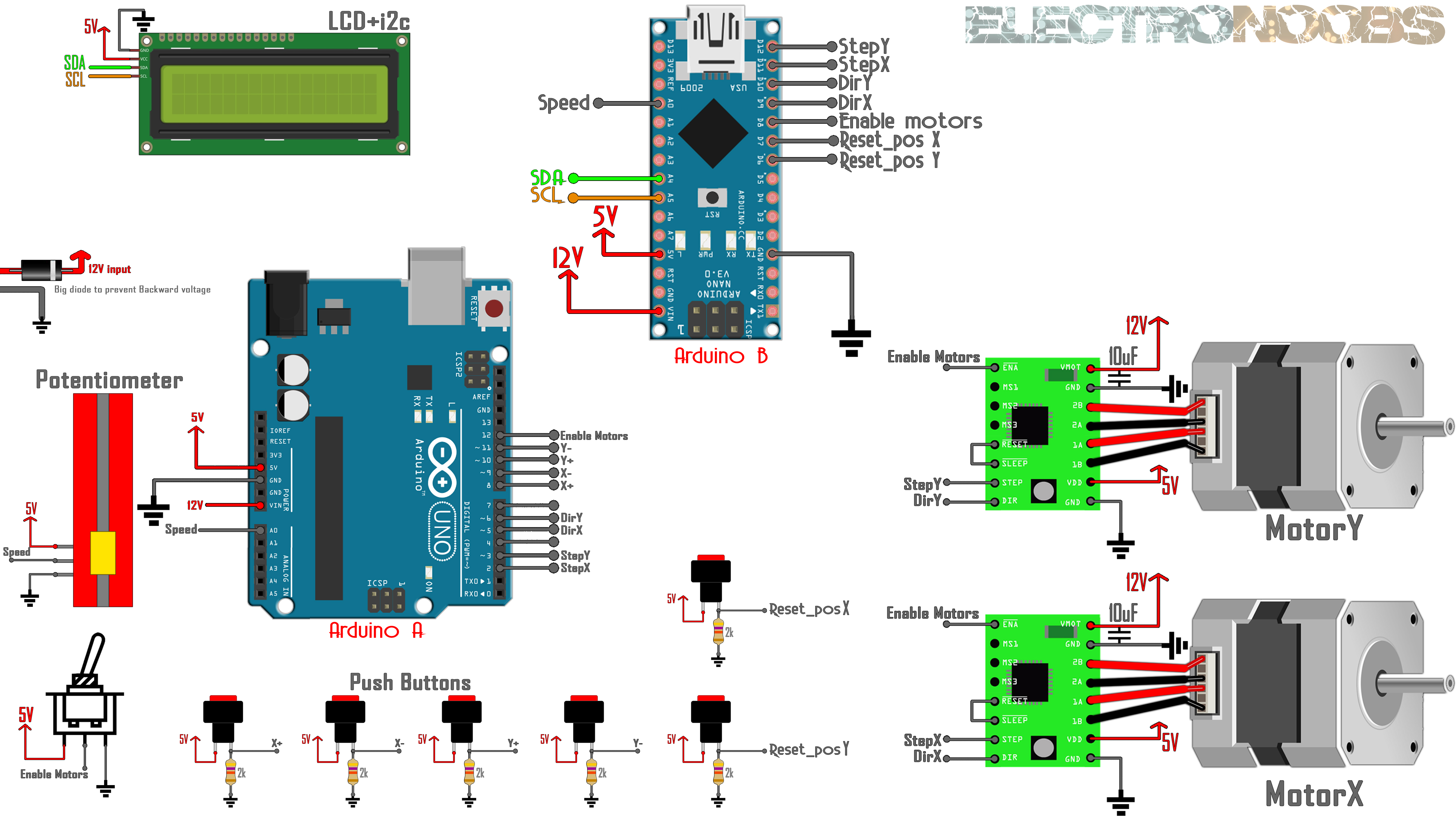 manual CNC arduino schematic with LCD
