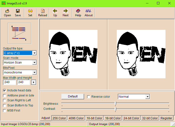 image2LCD converter example
