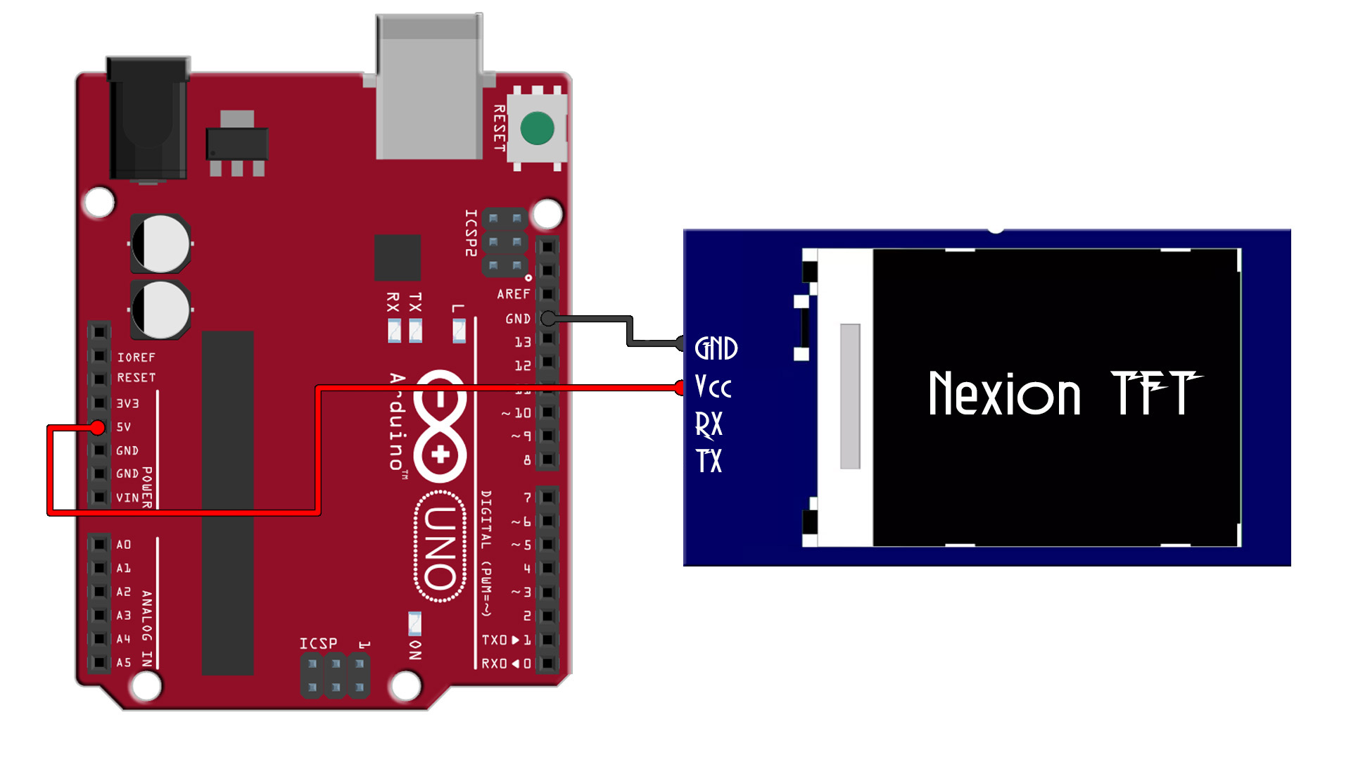 Nextion TFT Arduino page change example