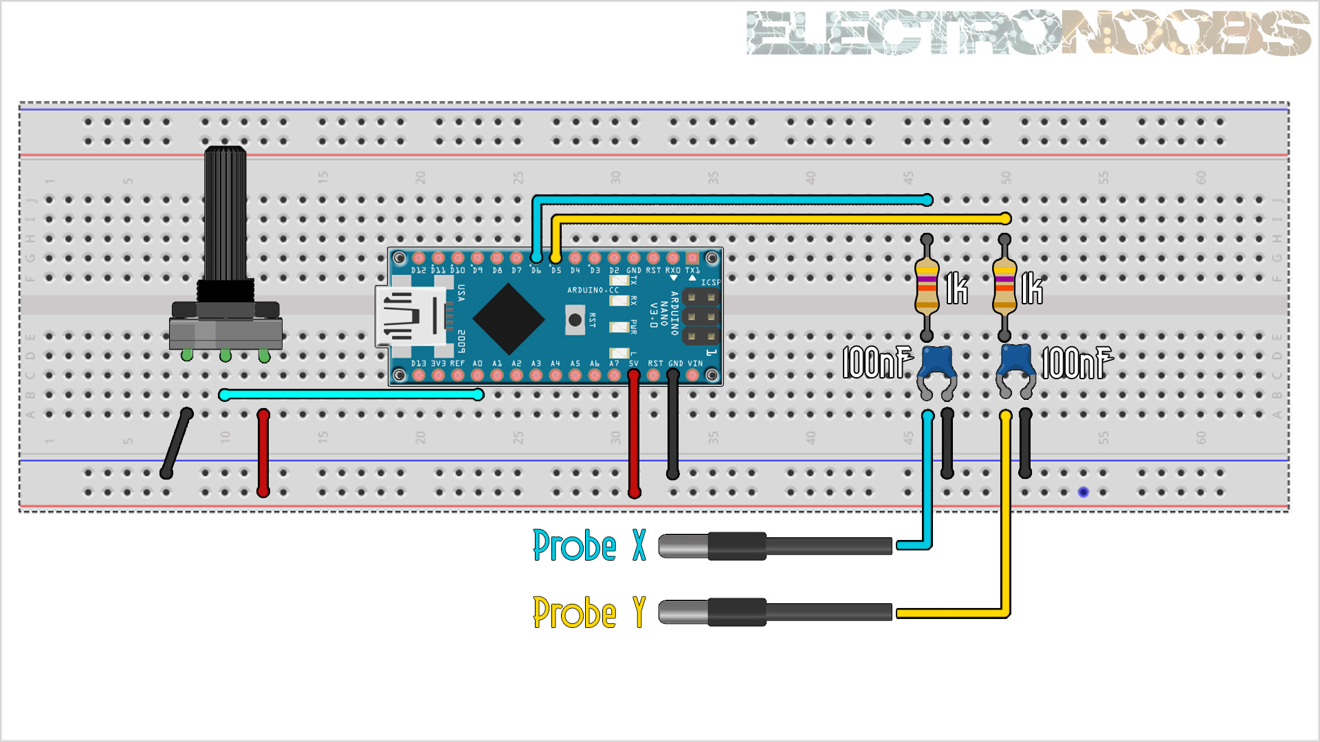 Arduino XY oscilloscope draw schematic