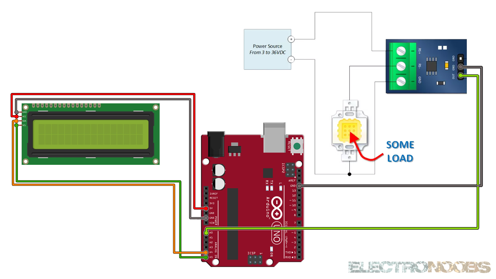 MAX471 current sensor Arduino connection schematic