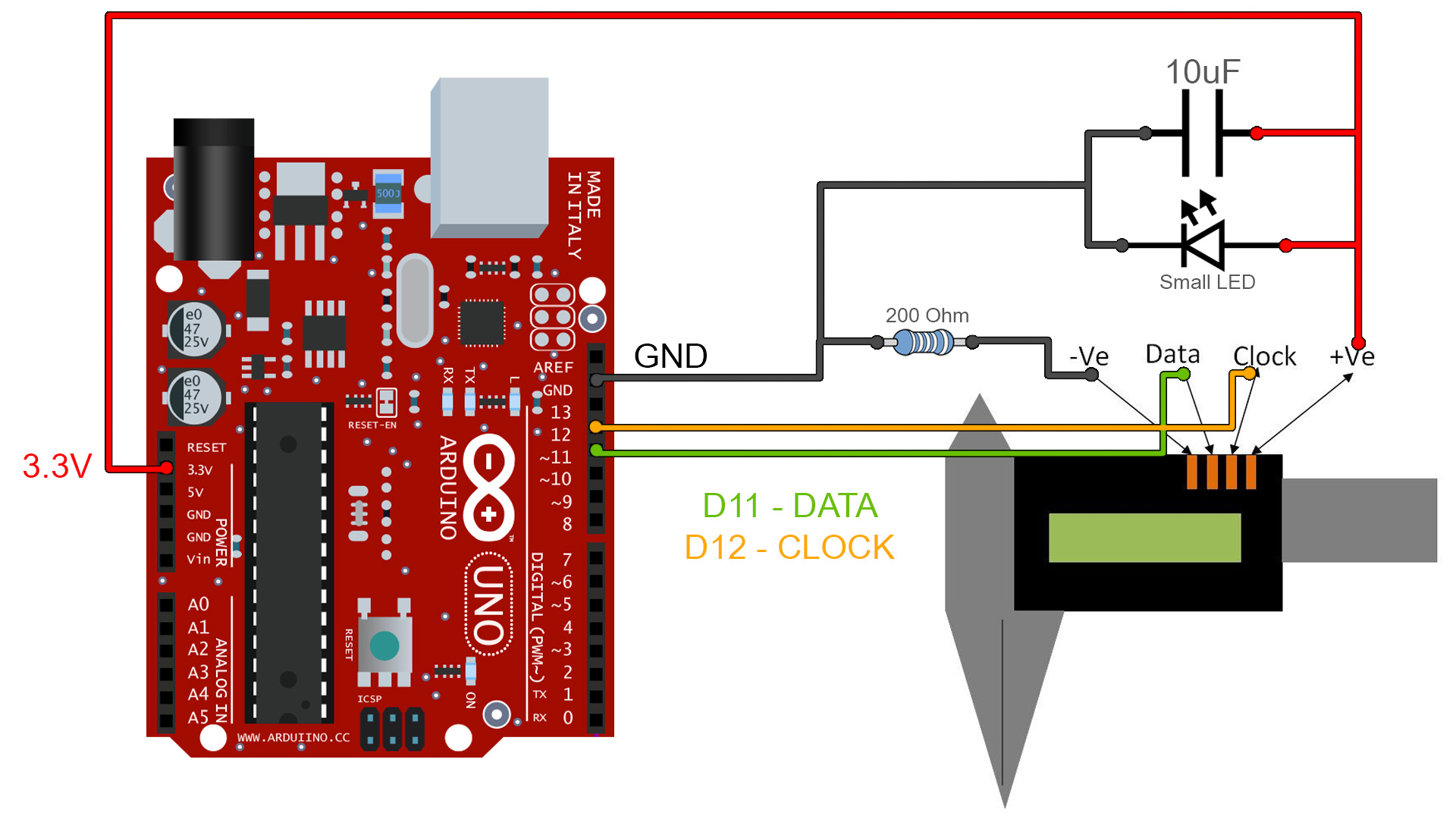 i2c Arduino caliper schematic circuit