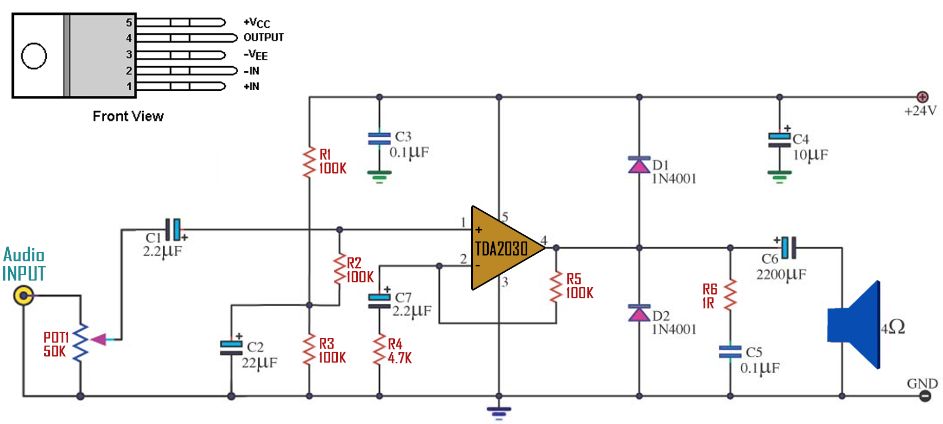 tda2030 circuit amplifier homemade