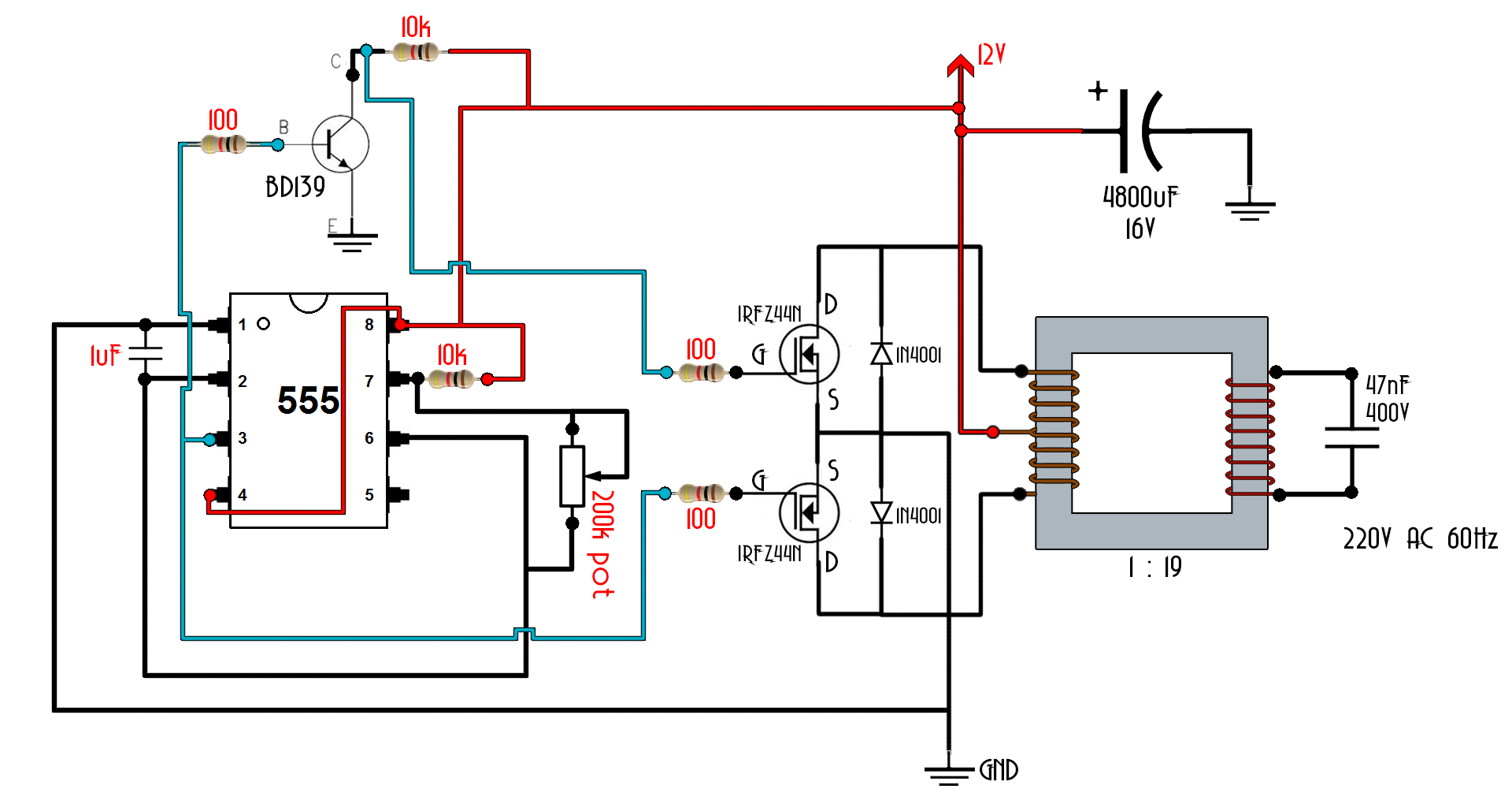 555 schematic inverter circuit