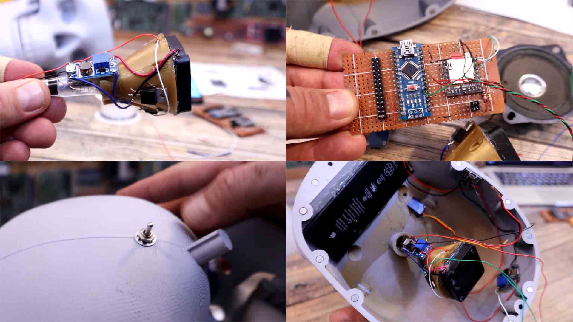 homemade 3D printed skull Arduino DFplayer
