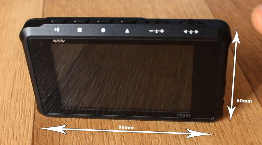 DS203 size screen color