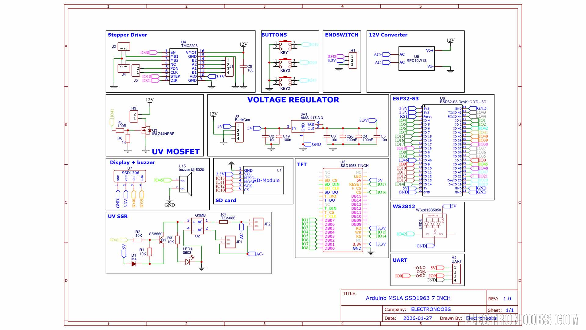 MSLA homemade printer schematic Arduino